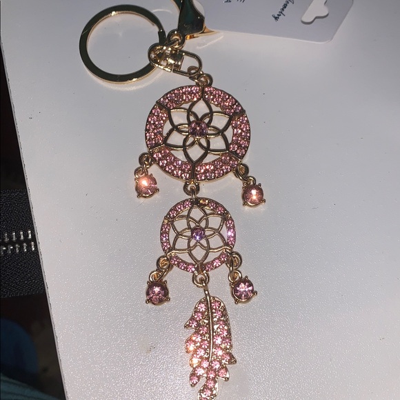 purse charm Jewelry - Pink Crystal Dreamcatcher purse/bag charm keychain